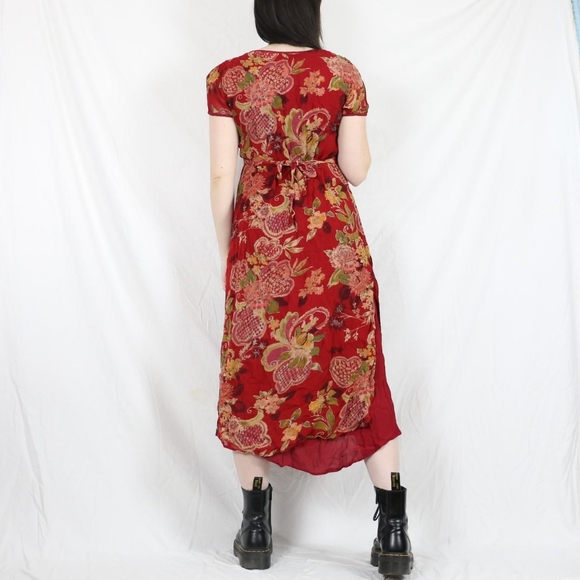 Vintage Red Floral Dress - Picture 3 of 5